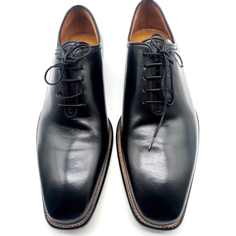 A. Testoni Mens Black Leather Lace Up Dress Shoes Made in Italy Size 7 G
